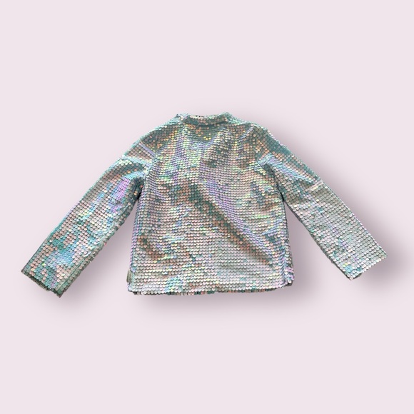 Girls Disney Frozen II All Over Large Sequin Sparkly Zip Up Jacket Elsa Lining - Picture 6 of 11